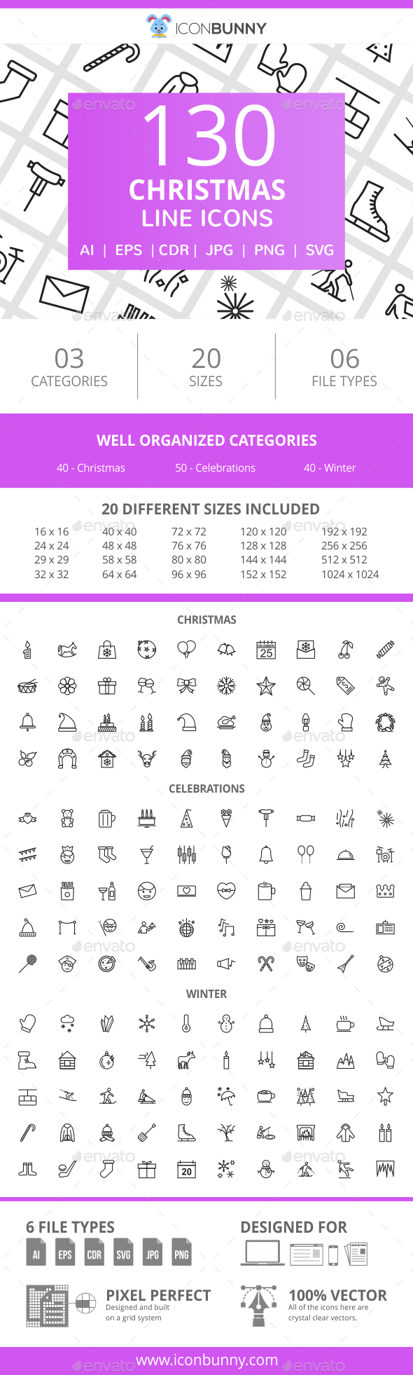 GraphicRiver 130 Christmas Line Icons 20985040 GraphicRiver 130 Christmas Line Icons 20985040