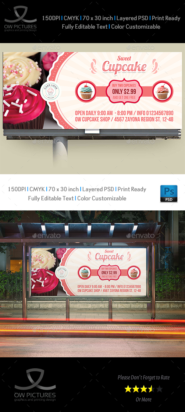 GraphicRiver Cupcake Billboard Template 20985397 GraphicRiver Cupcake Billboard Template 20985397