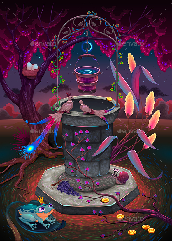 GraphicRiver The Wishing Well in a Magic Garden 20985503 GraphicRiver The Wishing Well in a Magic Garden 20985503