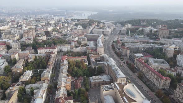 Cityscape of Kyiv, Ukraine. Aerial View, Slow Motion alt