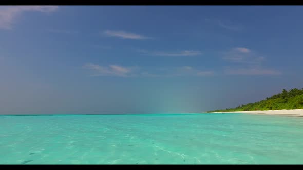 Aerial sky of marine sea view beach wildlife by blue ocean with white sand background of a dayout in alt
