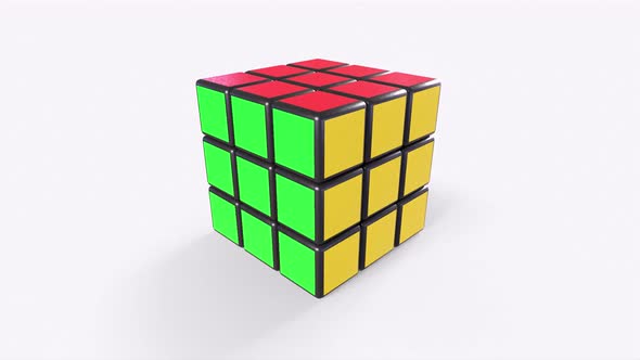 rubiks cube puzzle 3d object rotating loop