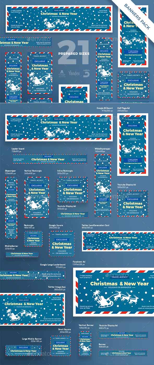 Christmas Travel Banner Pack - Banners & Ads Web Elements