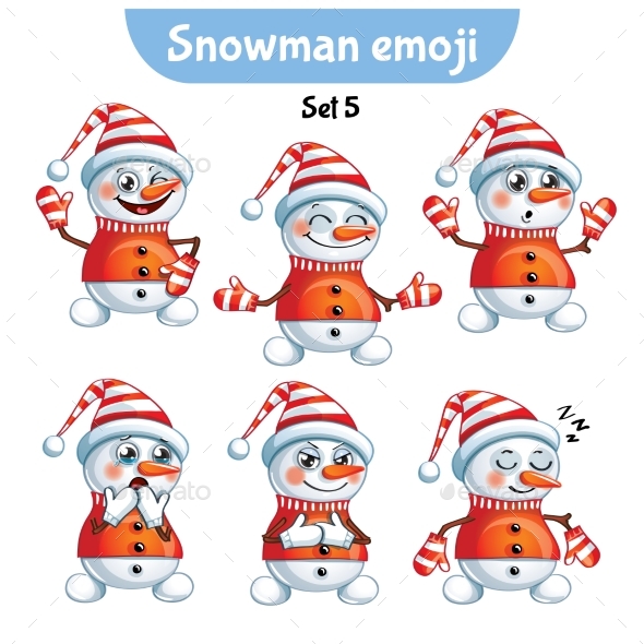 GraphicRiver Set of Snowman Characters Set 5 20987583 GraphicRiver Set of Snowman Characters Set 5 20987583