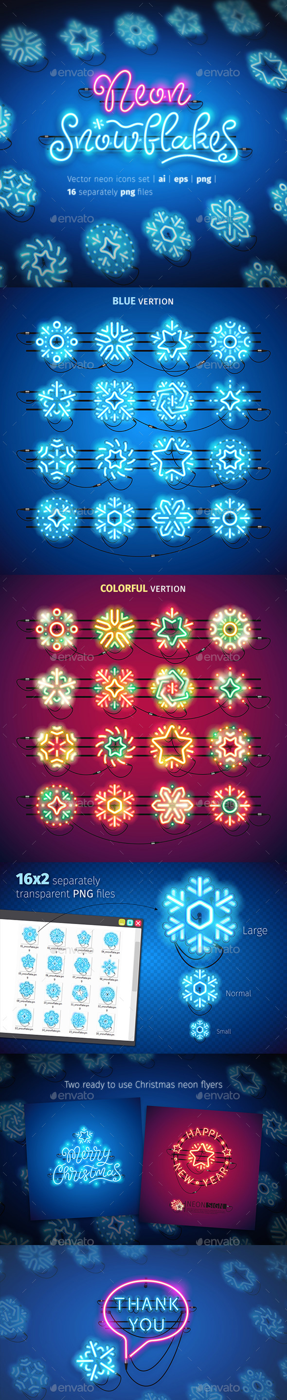 GraphicRiver Christmas Colorful Neon Snowflakes Icons 20972535 GraphicRiver Christmas Colorful Neon Snowflakes Icons 20972535