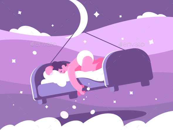 GraphicRiver Man Sleeping Sweetly in Bed 20987957 GraphicRiver Man Sleeping Sweetly in Bed 20987957
