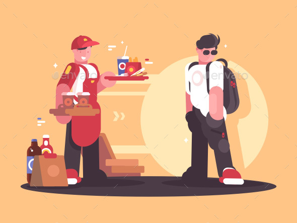 GraphicRiver Seller of Fastfood in Uniform 20988021 GraphicRiver Seller of Fastfood in Uniform 20988021