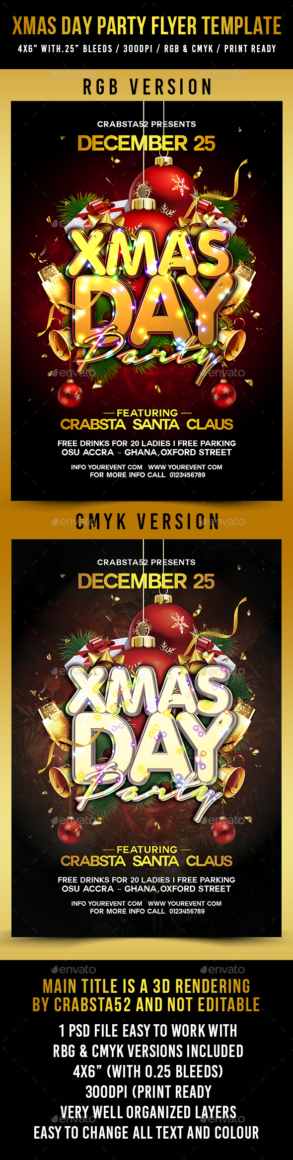 Xmas Day Party Flyer Template - Holidays Events