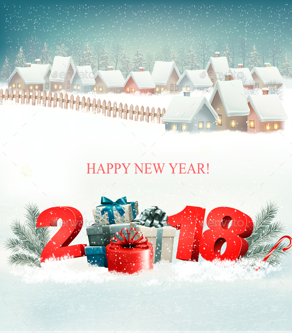 GraphicRiver Christmas Holiday Background with Landscape and Village 20988848 GraphicRiver Christmas Holiday Background with Landscape and Village 20988848