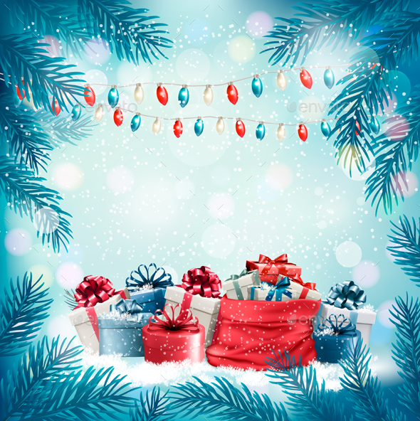GraphicRiver Christmas Holiday Background and Presents 20989413