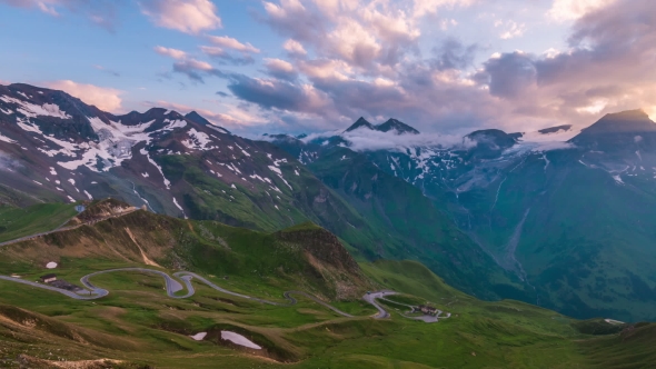 Amazing Sunset on the Top of Grossglockner Pass