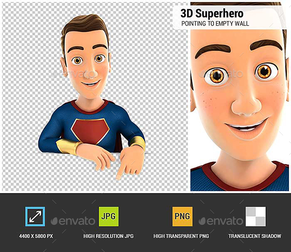GraphicRiver 3D Superhero Pointing to Empty Wall 20989604 GraphicRiver 3D Superhero Pointing to Empty Wall 20989604