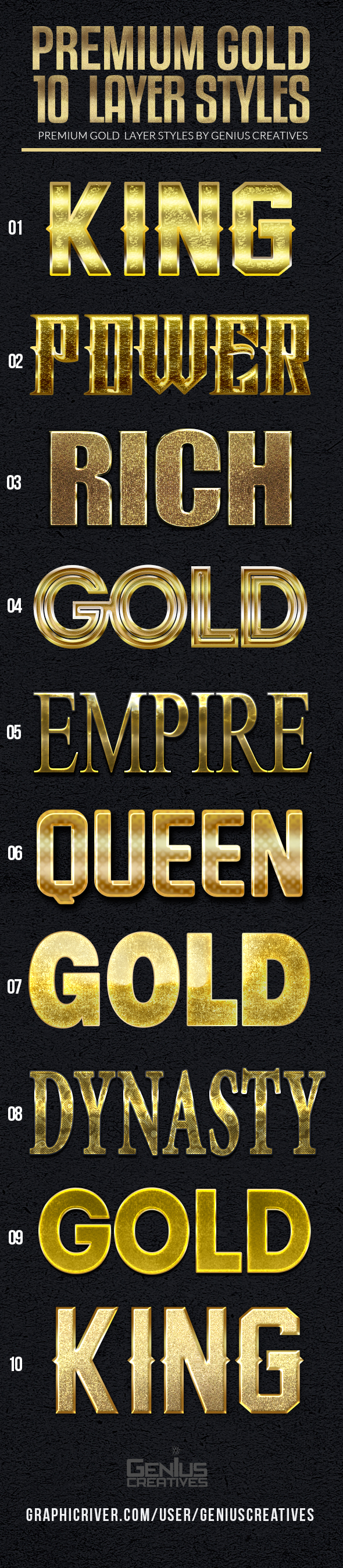 10 Premium Gold Text Styles - Text Effects Styles