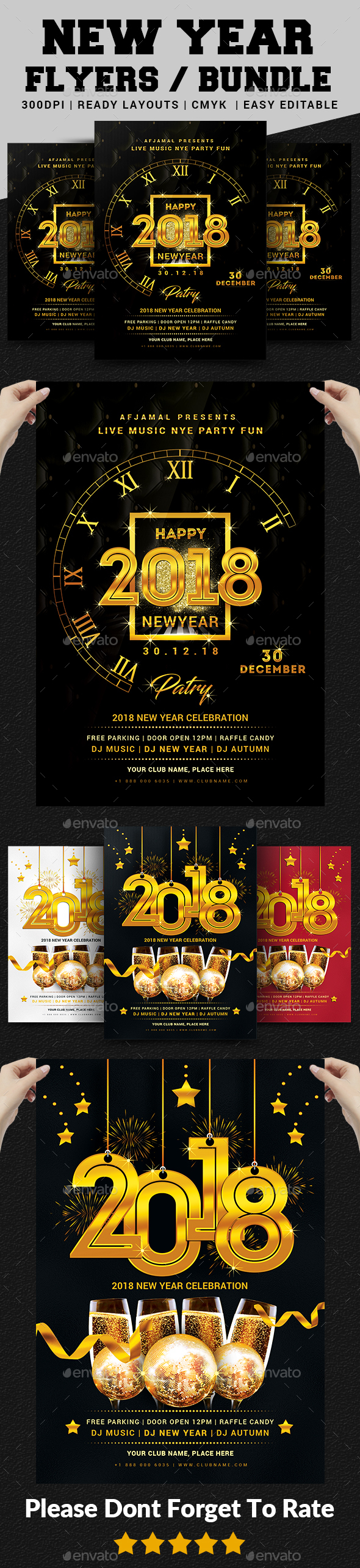 GraphicRiver 2018 New Year Party Flyer Bundle 20990007 GraphicRiver 2018 New Year Party Flyer Bundle 20990007