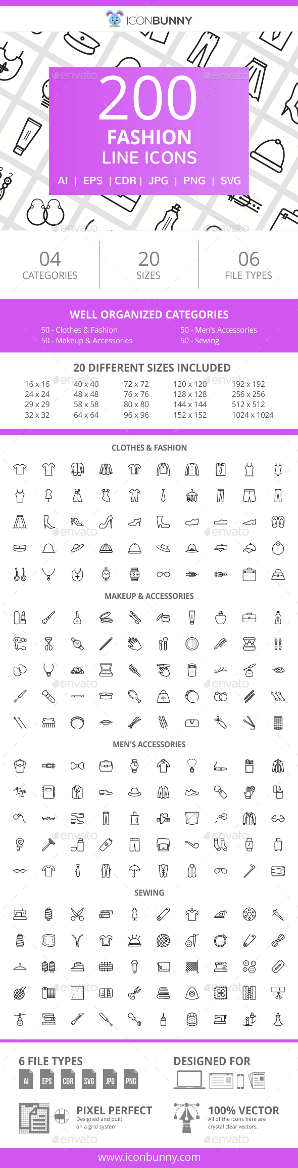 200 Fashion Line Icons - Icons