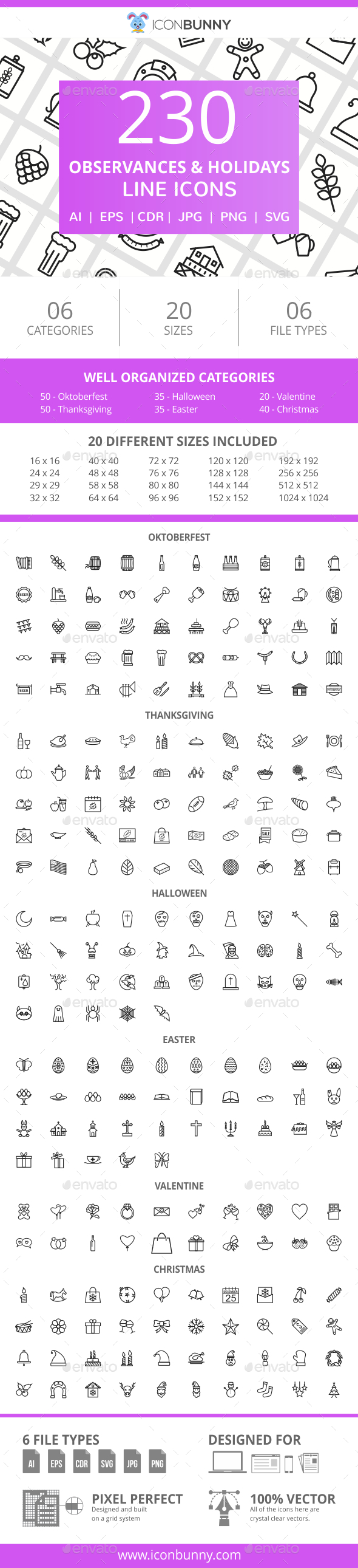 230 Observances & Holiday Line Icons - Icons