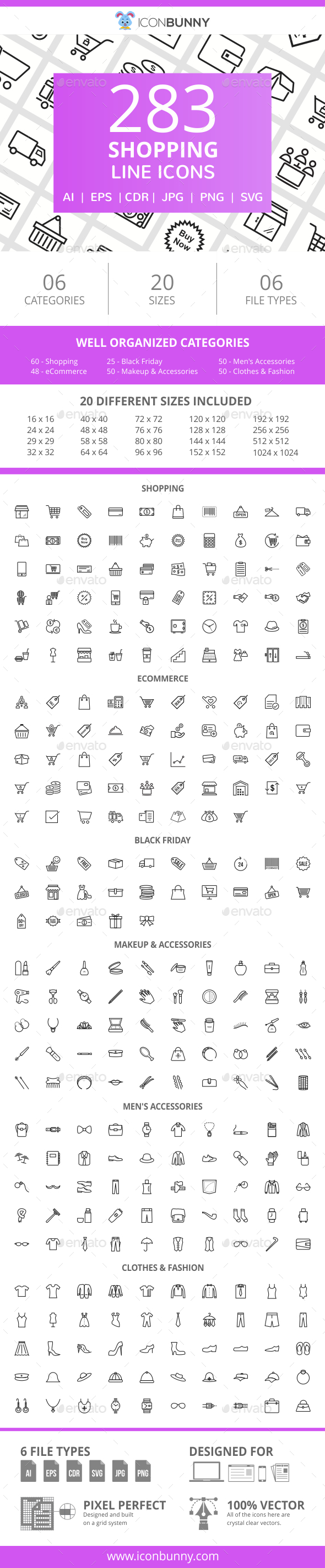 283 Shopping Line Icons - Icons