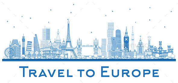 GraphicRiver Outline Famous Landmarks in Europe 20990125 GraphicRiver Outline Famous Landmarks in Europe 20990125