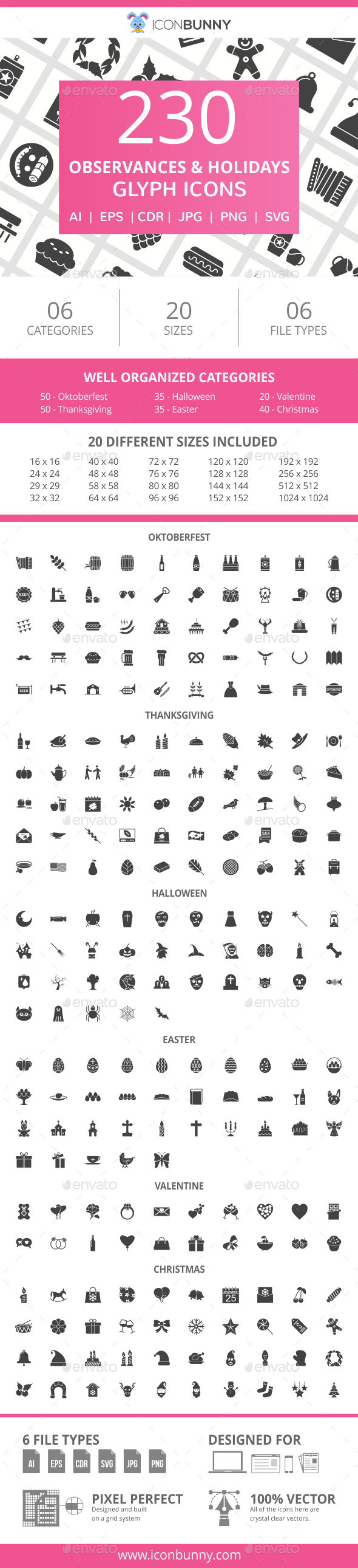 230 Observances & Holiday Glyph Icons - Icons