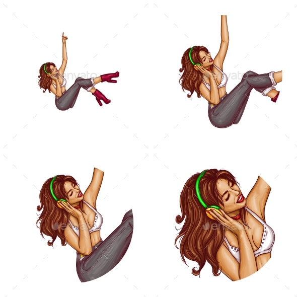 Set of Vector Pop Art Round Avatar Icons for Users - People Characters