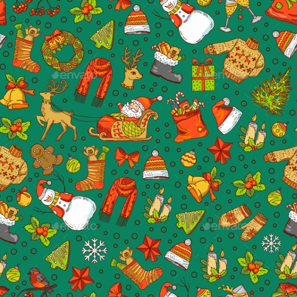 GraphicRiver Vector Hand Drawn Colored Christmas Elements 20990486 GraphicRiver Vector Hand Drawn Colored Christmas Elements 20990486