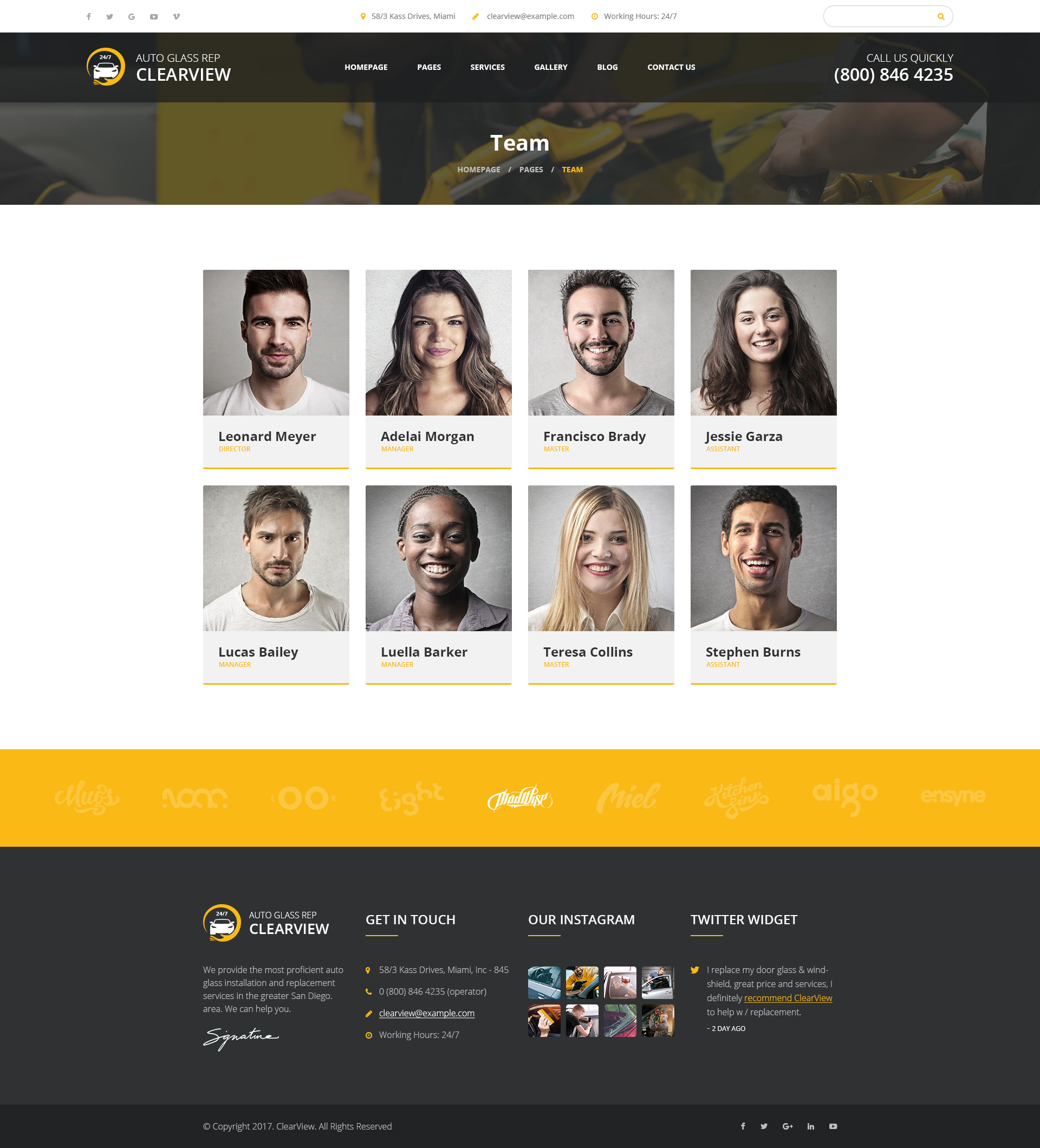 ClearView Auto Glass Replacement and Window Tinting PSD Template by