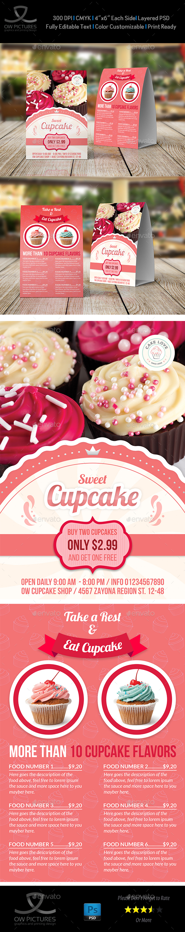 GraphicRiver Cupcake Table Tent Template 20990892 GraphicRiver Cupcake Table Tent Template 20990892