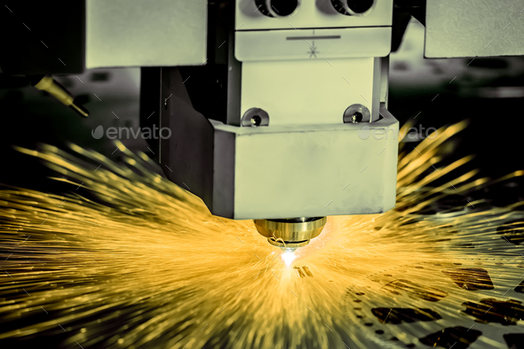 CNC Laser cutting of metal, modern industrial technology. . - Stock Photo - Images