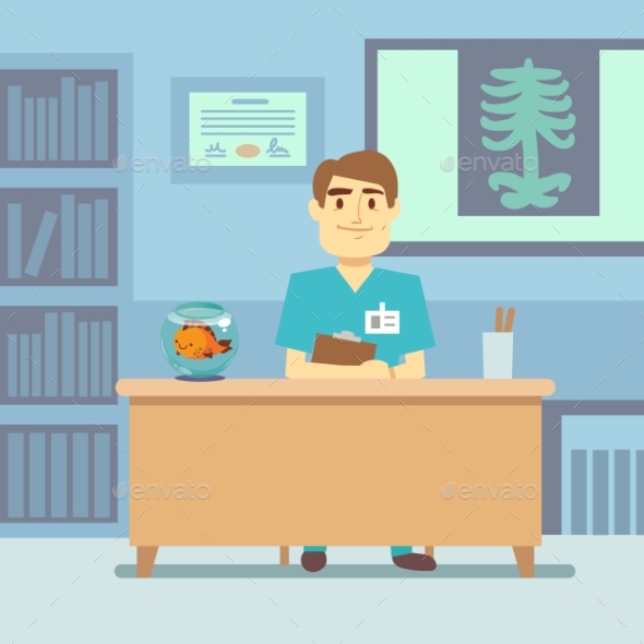 GraphicRiver Doctor Sitting at the Table in Medical 20991631 GraphicRiver Doctor Sitting at the Table in Medical 20991631