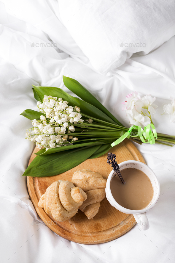 Breakfast in bed Morning - Stock Photo - Images