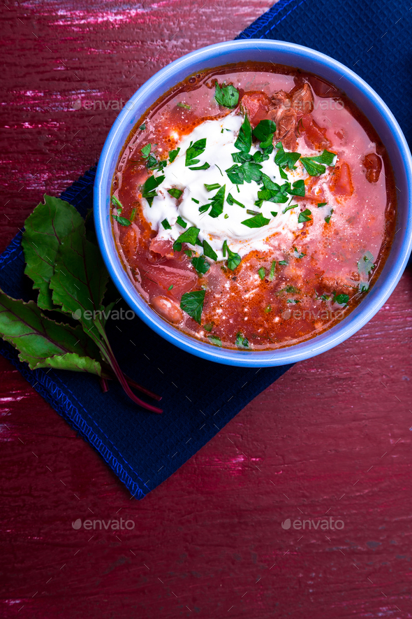 Ukrainian traditional borsch. - Stock Photo - Images