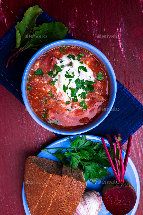 Ukrainian traditional borsch. - Stock Photo - Images