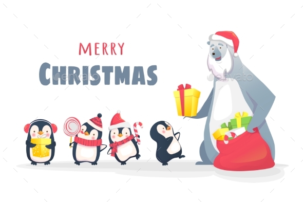 GraphicRiver Polar Bear Gives Gifts to Penguins 20992051 GraphicRiver Polar Bear Gives Gifts to Penguins 20992051