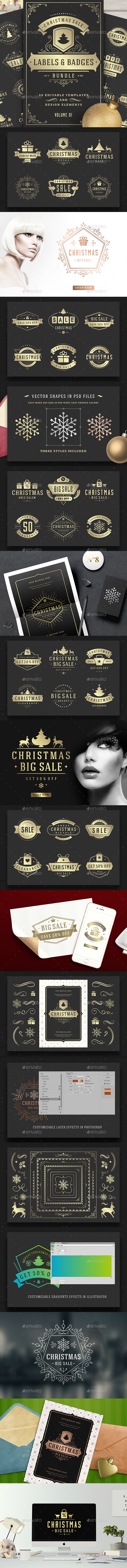 30 Christmas Sale Labels and Badges - Badges & Stickers Web Elements