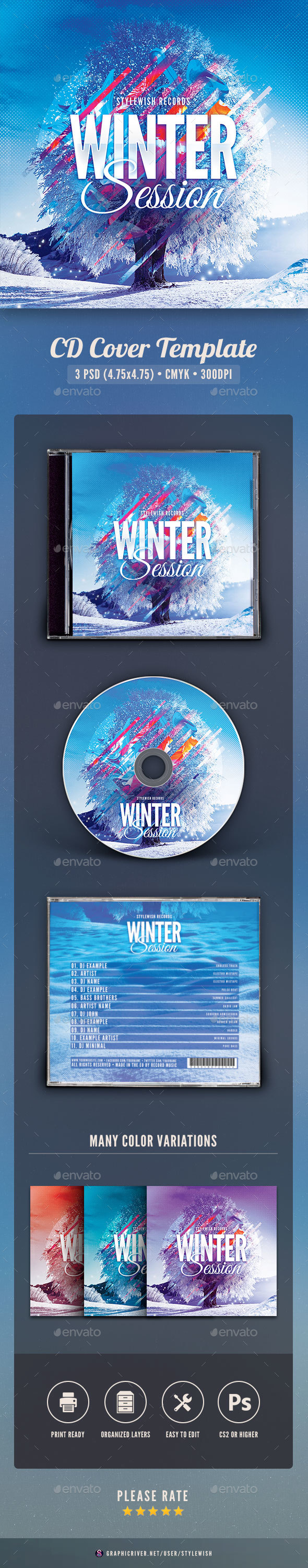 Winter Session CD Cover Artwork - CD & DVD Artwork Print Templates