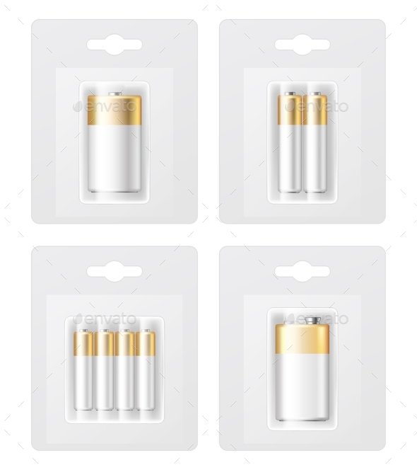 GraphicRiver Vector Set of Realistic Battery Types in Blister 20992977 GraphicRiver Vector Set of Realistic Battery Types in Blister 20992977