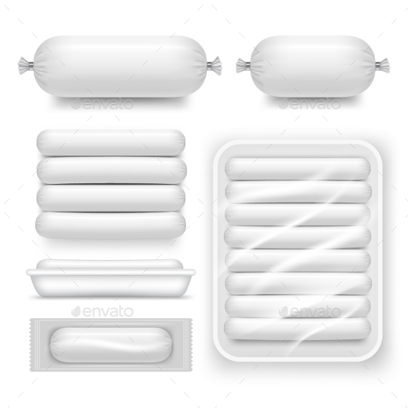 GraphicRiver Vector Realistic Blank White Sausage Pack Set 20992996