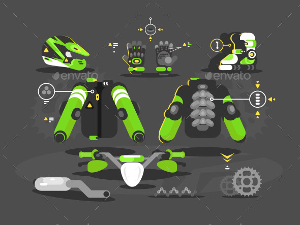 GraphicRiver Set of Equipment for Motocross 20993080 GraphicRiver Set of Equipment for Motocross 20993080