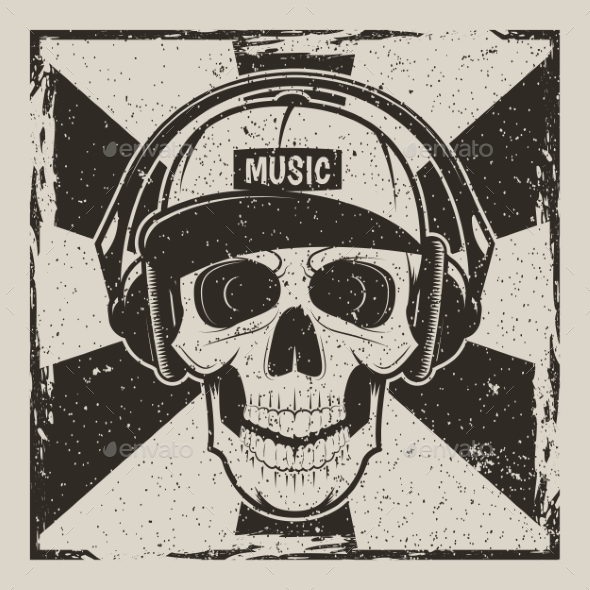 GraphicRiver Music Skull Vector Vintage Grunge Design 20993624 GraphicRiver Music Skull Vector Vintage Grunge Design 20993624