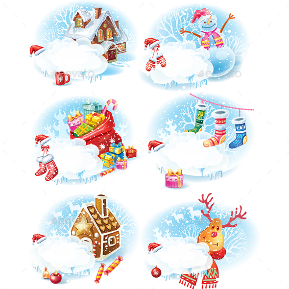 GraphicRiver Set of Christmas and New Year Stickers 20994067 GraphicRiver Set of Christmas and New Year Stickers 20994067