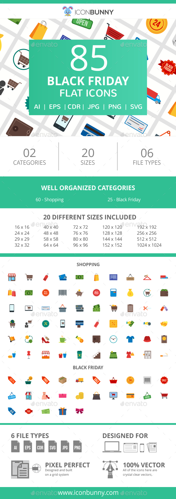 85 Black Friday Flat Icons - Icons