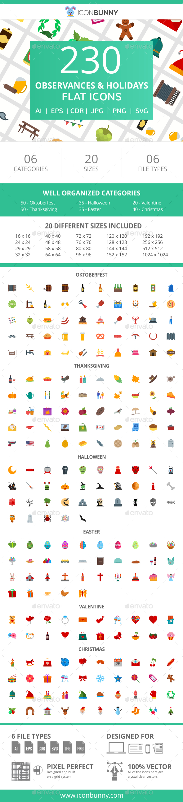 230 Observances & Holiday Flat Icons - Icons