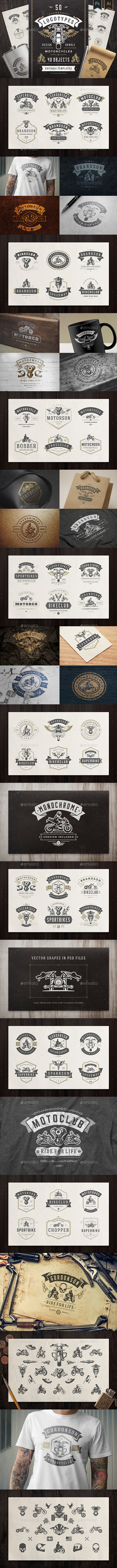 50 Motorcycles Logos and Badges - Badges & Stickers Web Elements