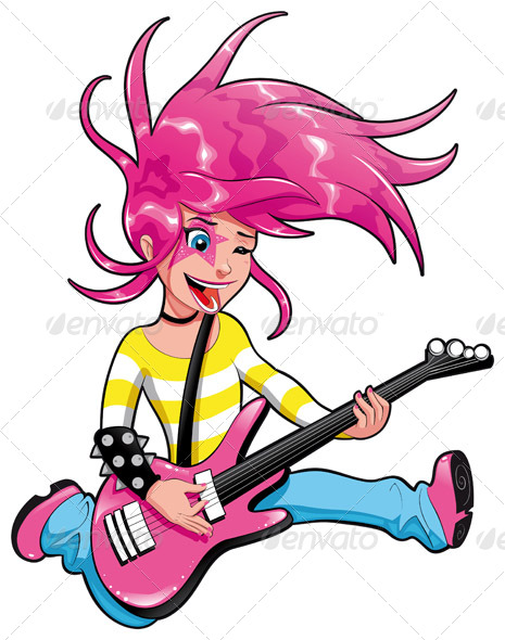 Young musician with electric guitar.