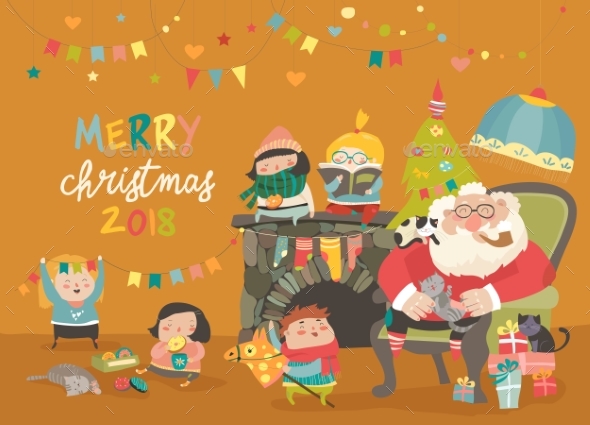 GraphicRiver Cartoon Santa Claus with Kids and Gifts 20995684 GraphicRiver Cartoon Santa Claus with Kids and Gifts 20995684
