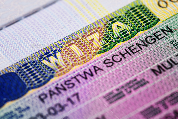 Macro photo of shengen visa