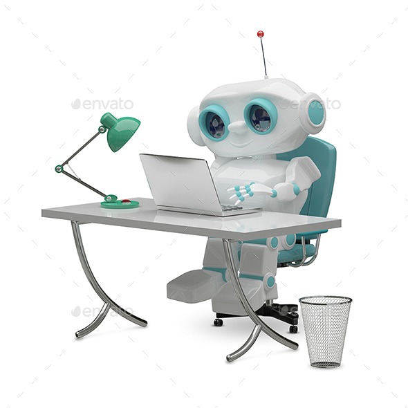 GraphicRiver 3D Illustration of the Little Robot Behind the Table 20996422 GraphicRiver 3D Illustration of the Little Robot Behind the Table 20996422