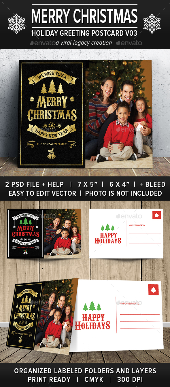 Christmas Greeting Postcard V03 - Greeting Cards Cards & Invites