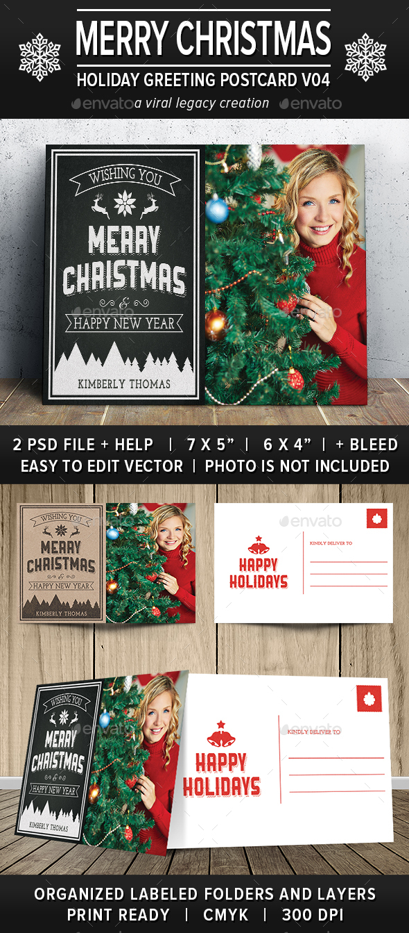 Christmas Greeting Postcard V04 - Greeting Cards Cards & Invites