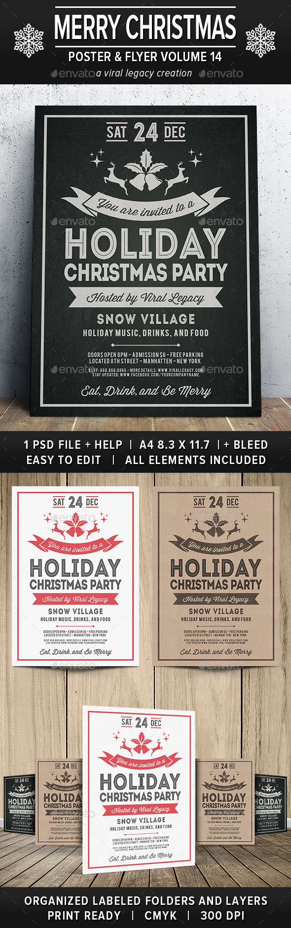 Merry Christmas Poster / Flyer V14 - Print Templates